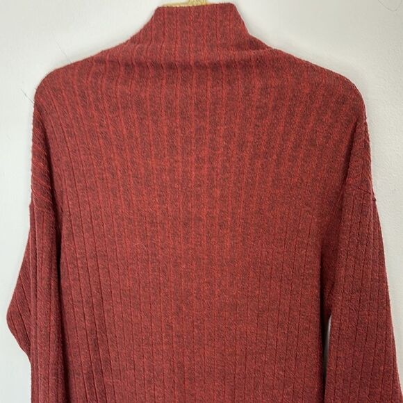 LUSH | Soft Ribbed Women’s Knit Cowl Neck Burgundy Red Sweater Dress - Picture 4 of 14